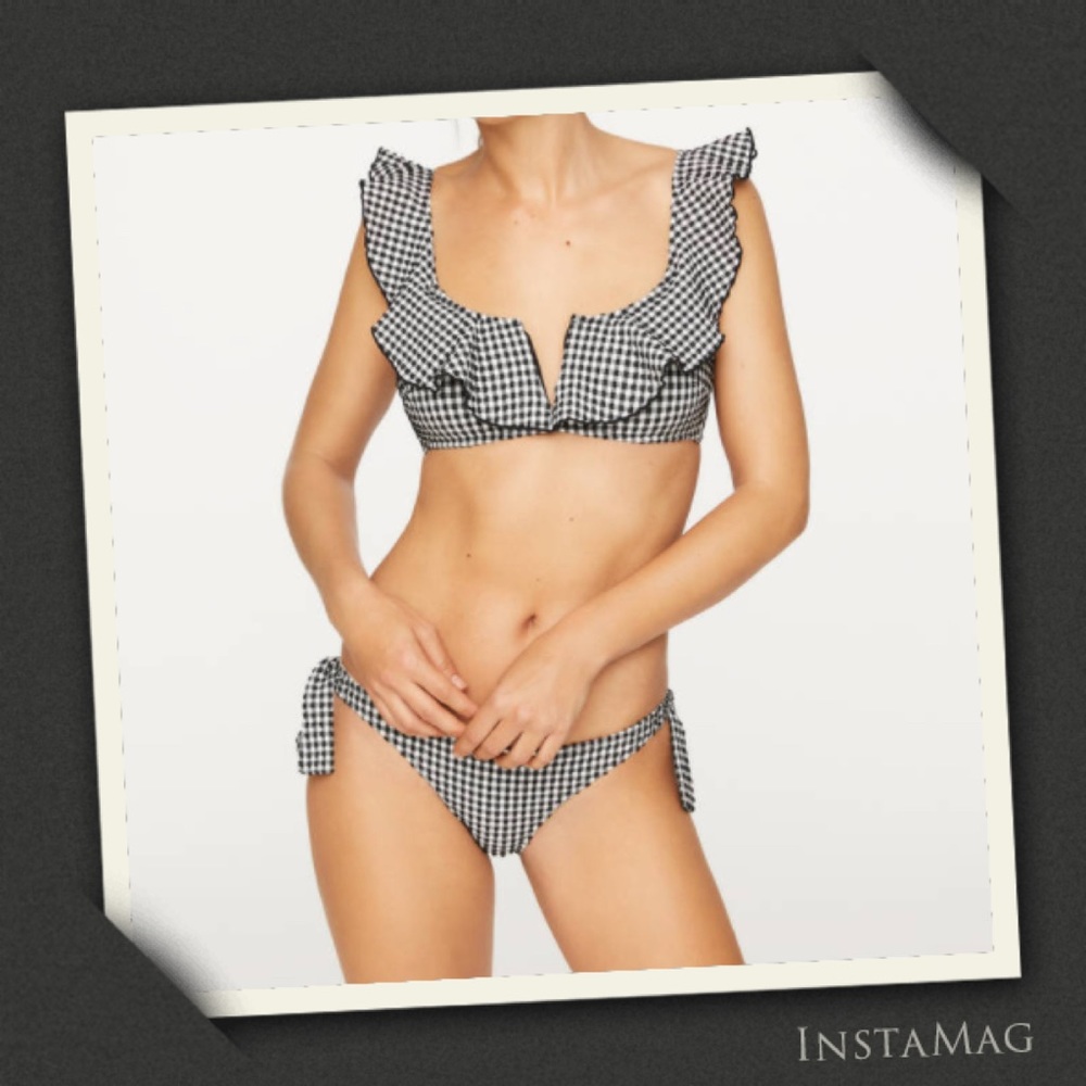 ⭐️HP⭐️OYSHO Gingham Ruffled Bikini Top&Bottom Set